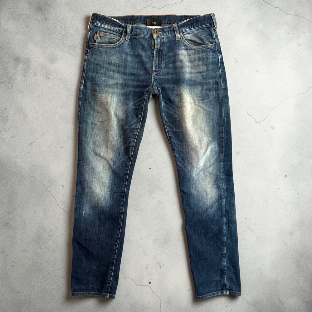 Emporio Armani J10 Selvedge Jeans Mens 33x32 Blue Slim Fit Cotton Made in Africa